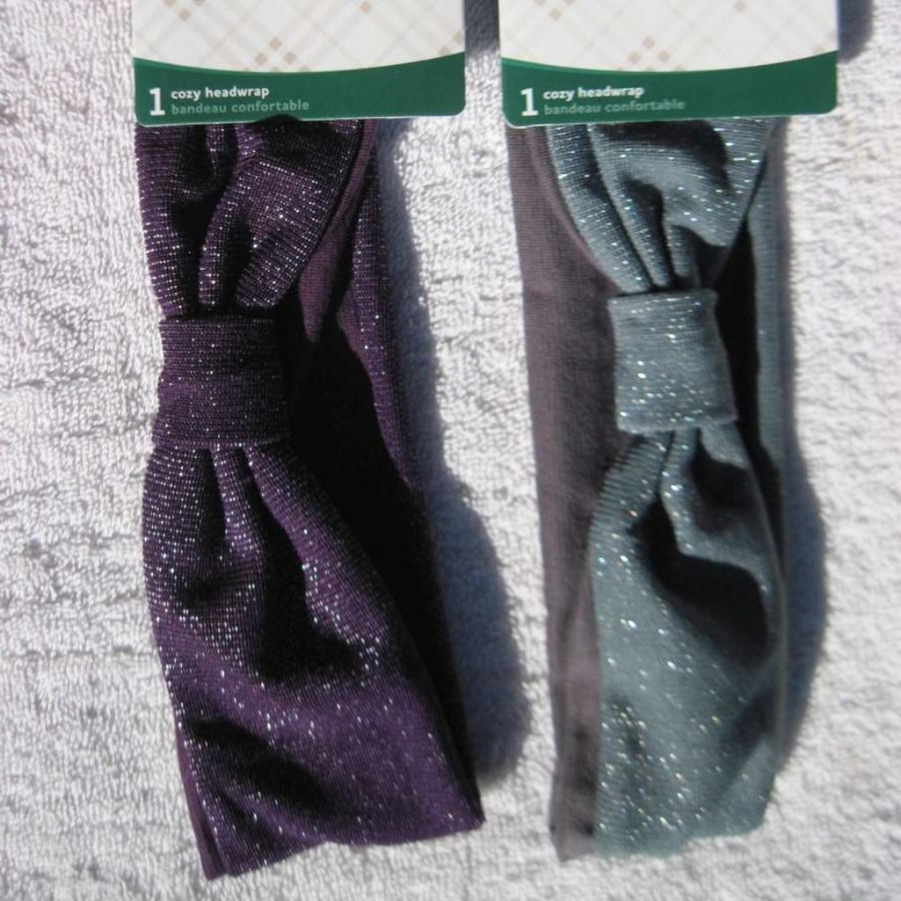 1 Goody Ouchless Comfort Cozy Head Wrap Soft Wide Fabric Band Bow Tinsel Sweater